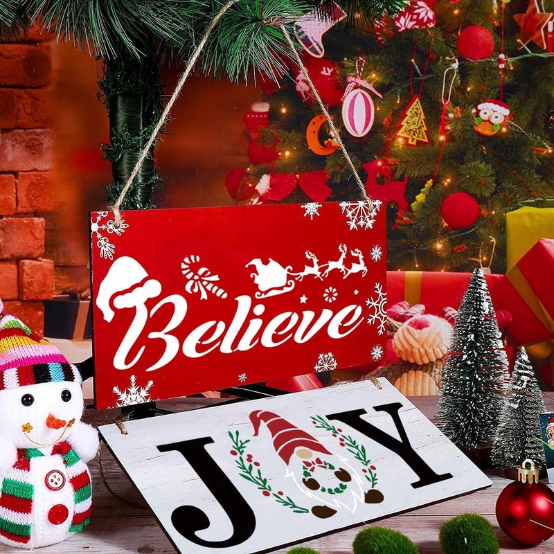Doflyok Large Christmas Stencils for Painting on Wood, Reusable Merry Christmas & Xmas Holiday Stencils for Wood Sign & Door Decor DIY Crafts - Image 5